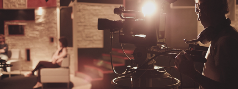 Film student with a camera at the University of Sunderland